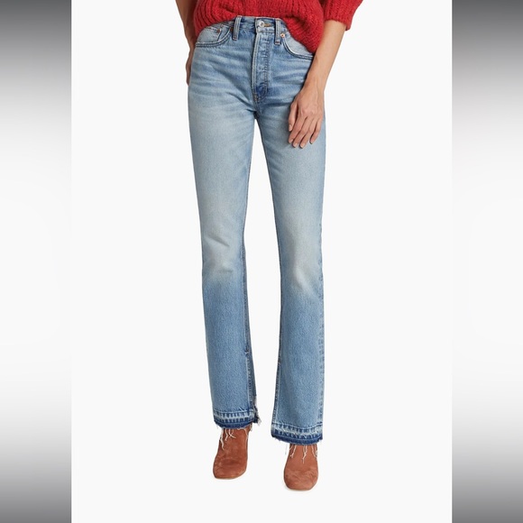 RE/DONE 70s High-Rise Skinny Bootcut Jeans in Opal Indigo